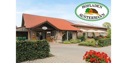 regionale Produkte - Gemüse: Kürbis - Nordrhein-Westfalen - Ansicht Hofladen Austermann mit Logo - Hofladen Austermann