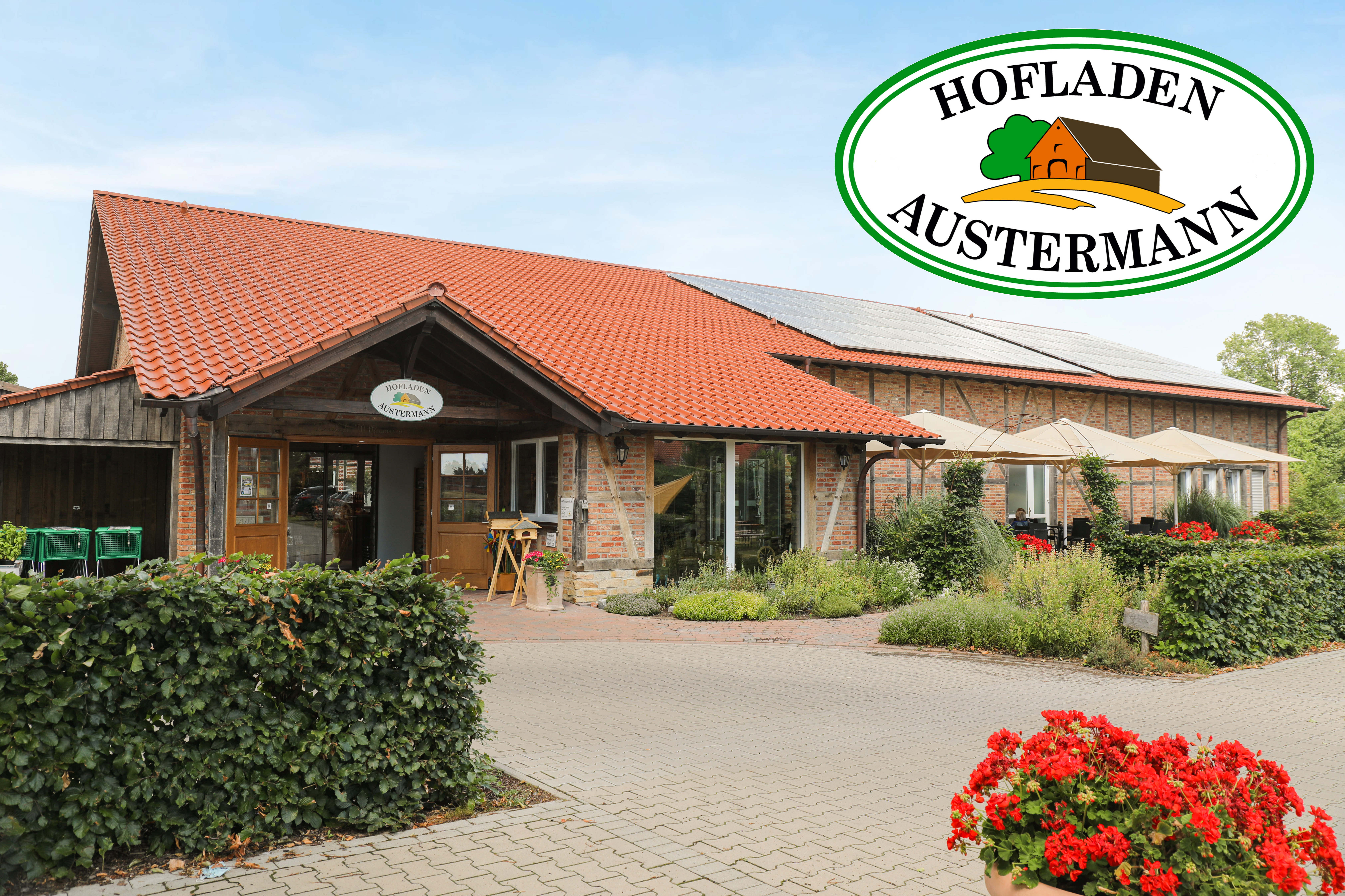Hofladen - Ansicht Hofladen Austermann mit Logo - Hofladen Austermann