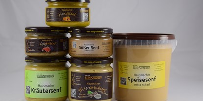 regionale Produkte - Beeren: Aronia - Hilbersdorf (Landkreis Mittelsachsen) - Produkte kleine Auswahl Senf - Essig Schneider