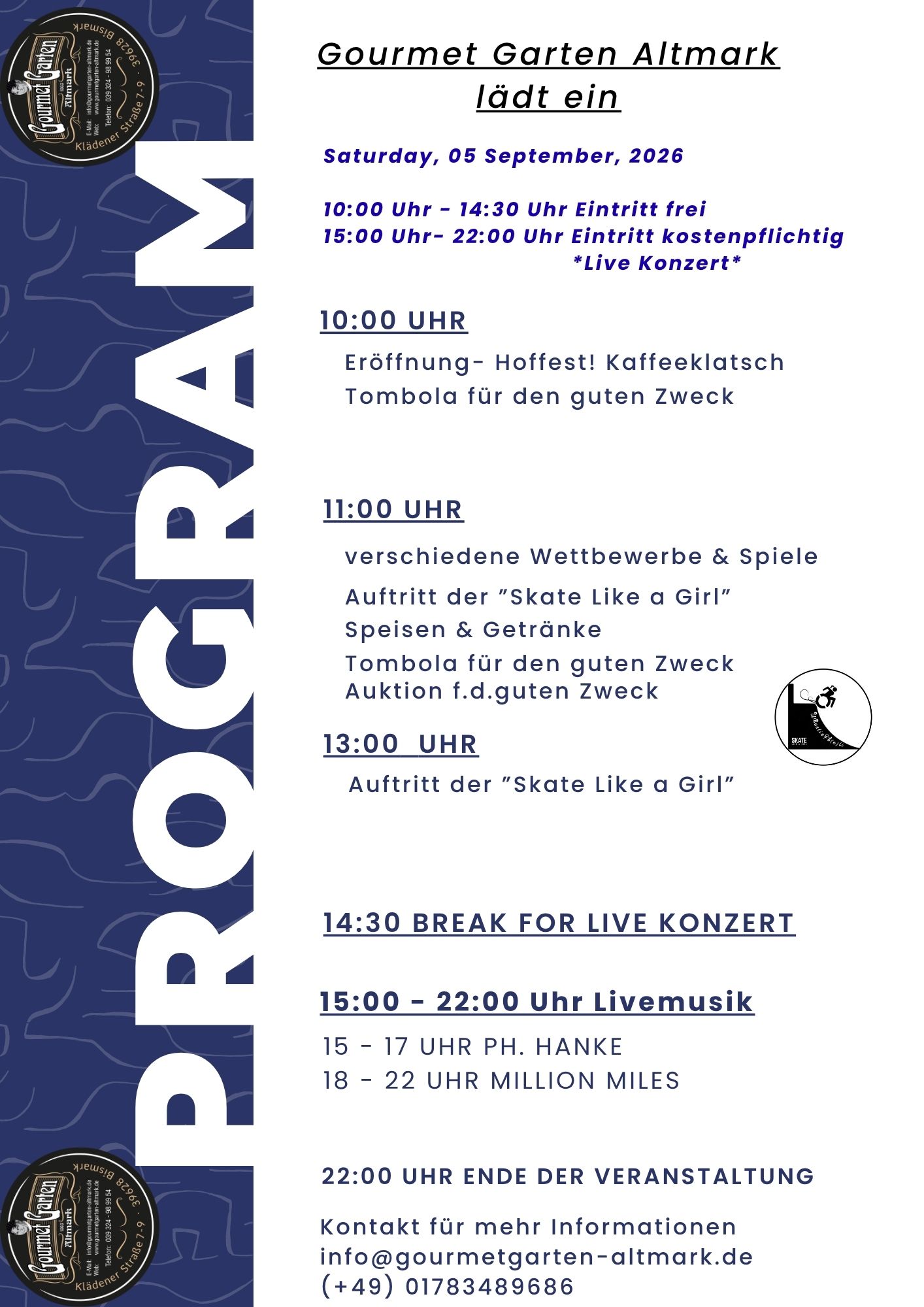 regionale Produkte - Honig und Honigprodukte - Programm Hof und Sommerfest 2026 - Gourmet Garten Altmark