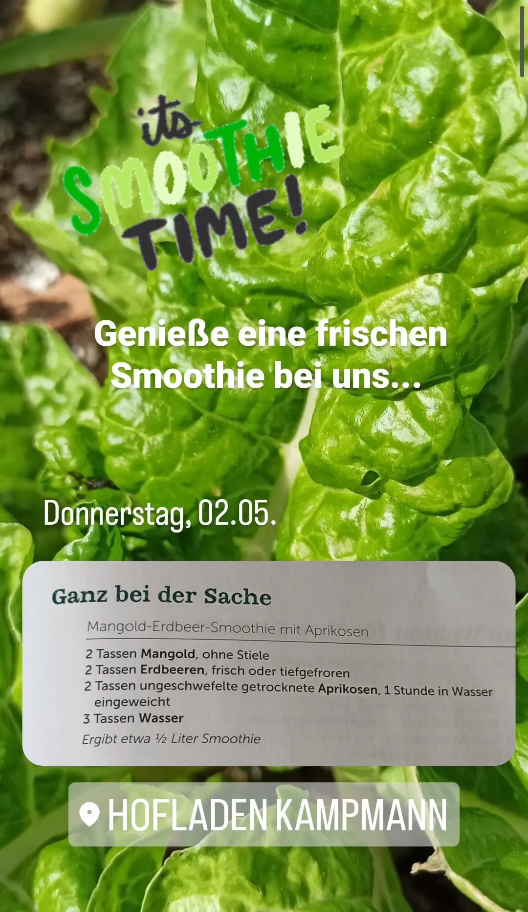 Hofladen: Frischer Smoothie wird gerne bei uns getrunken.  - Hofladen Kampmann