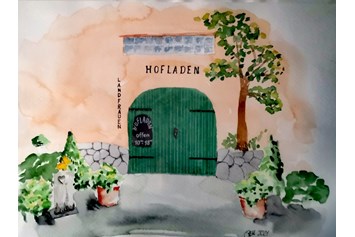 Hofladen: Kreative Gestaltung vom Hofladeneingang - Hofladen der Landfrauen in Leezen